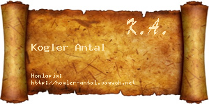 Kogler Antal névjegykártya